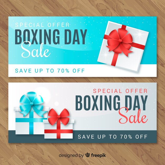 Banners de rebajas boxing day realista