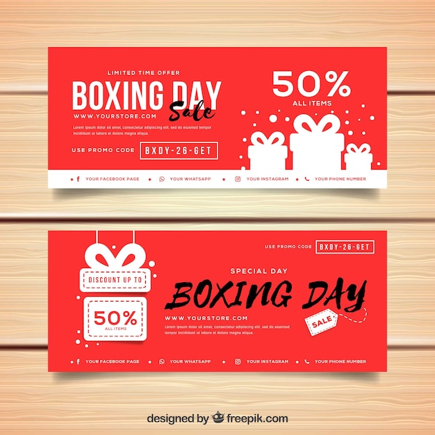 Banners de rebajas de boxing day