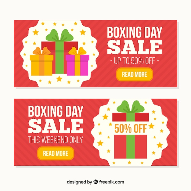 Vector gratuito banners de rebajas de boxing day