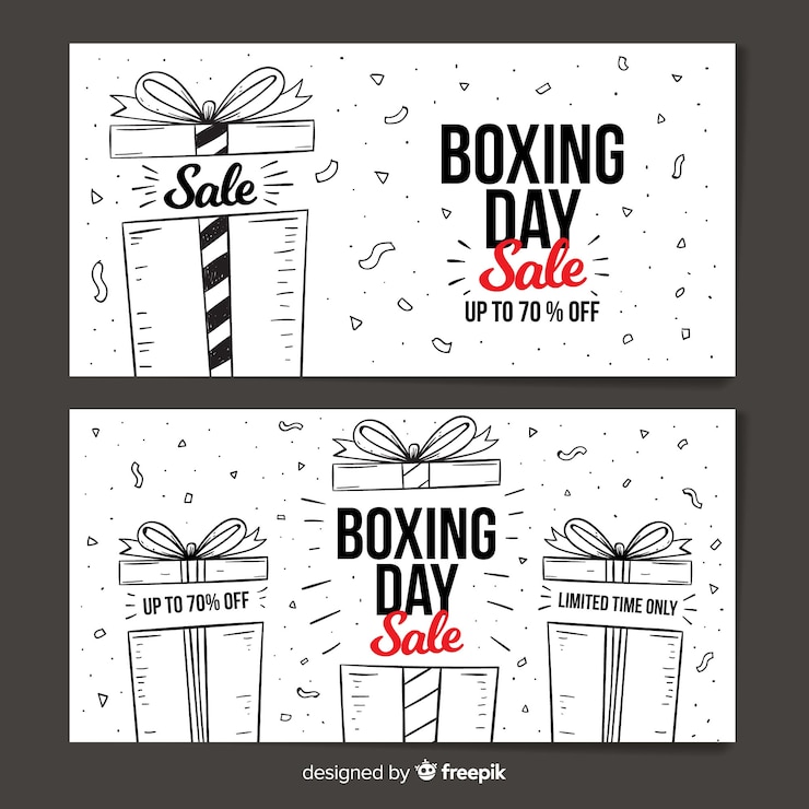Vector gratuito banners de rebajas boxing day