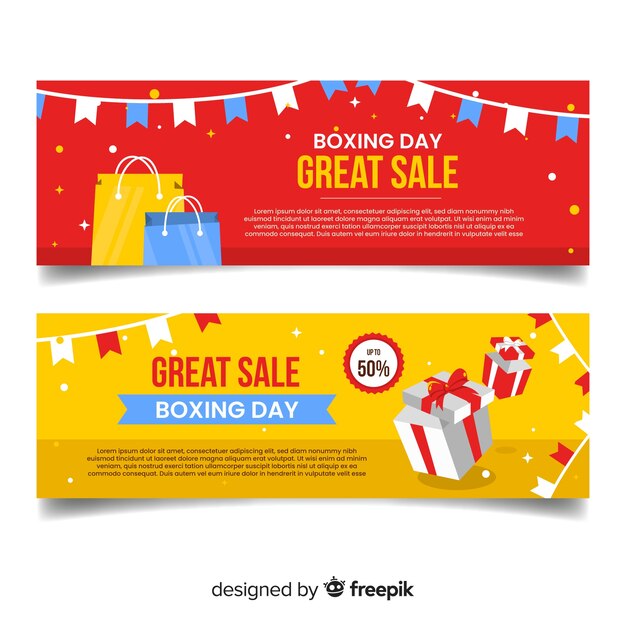 Banners de rebajas boxing day
