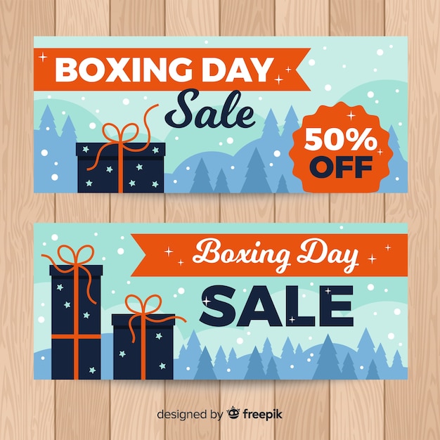 Vector gratuito banners de rebajas boxing day