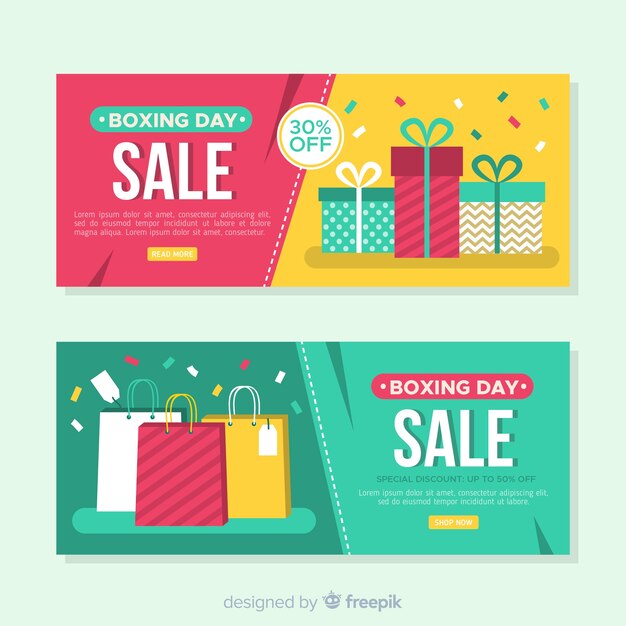 Banners de rebajas boxing day 