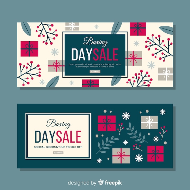 Vector gratuito banners de rebajas boxing day