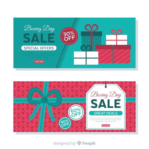 Vector gratuito banners de rebajas boxing day