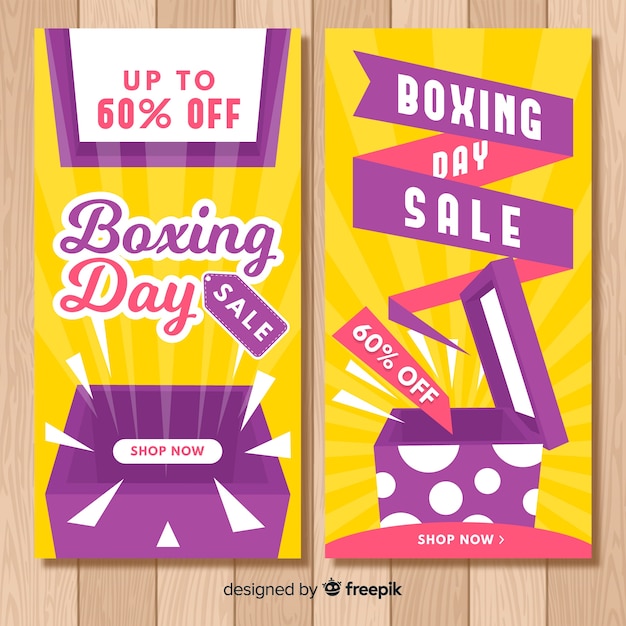 Vector gratuito banners de rebajas boxing day