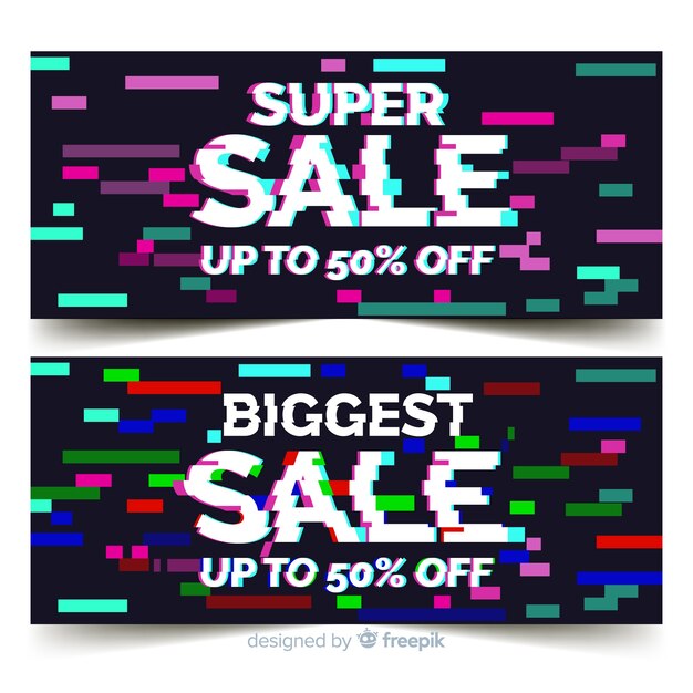 Banners de rebajas con distorsión