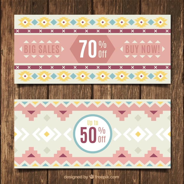 Vector gratuito banners de rebajas de estilo boho