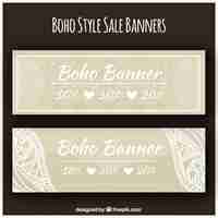 Vector gratuito banners de rebajas de estilo boho