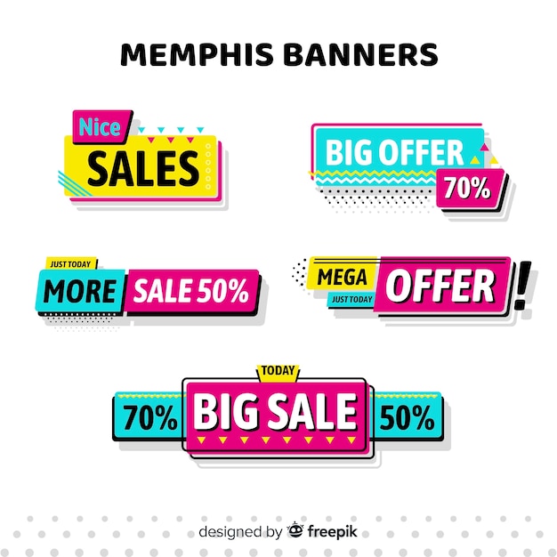 Banners de rebajas estilo memphis