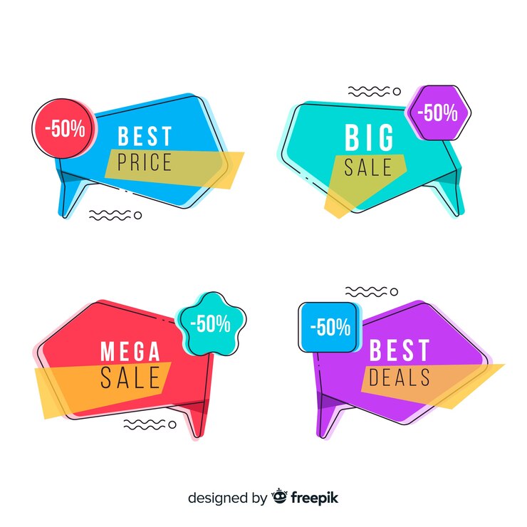 Vector gratuito banners de rebajas estilo memphis