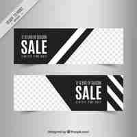 Vector gratuito banners de rebajas con formas abstractas