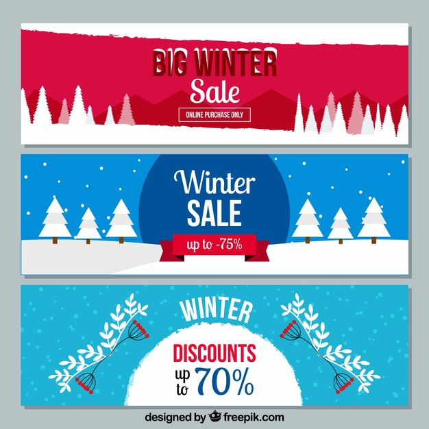 Banners de rebajas de invierno