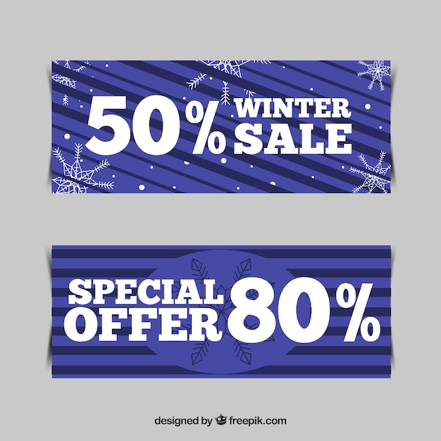 Vector gratuito banners de rebajas de invierno