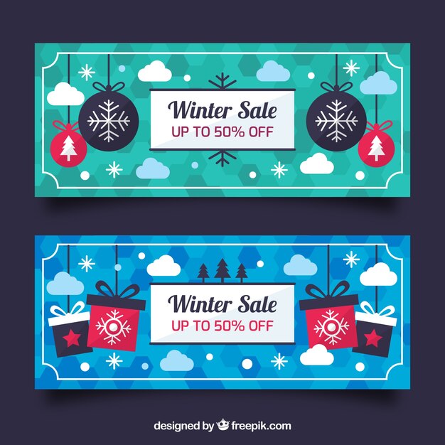 Banners de rebajas de invierno