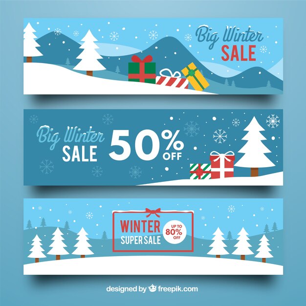 Banners de rebajas de invierno