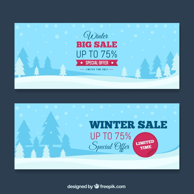 Banners de rebajas de invierno
