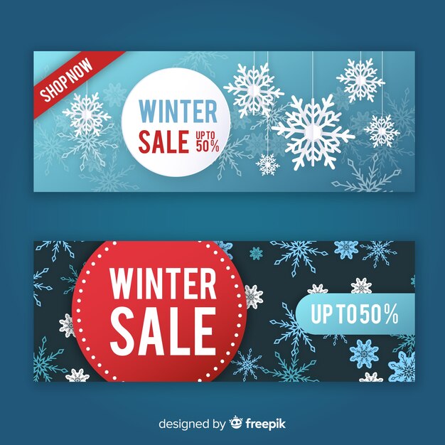 Banners de rebajas de invierno