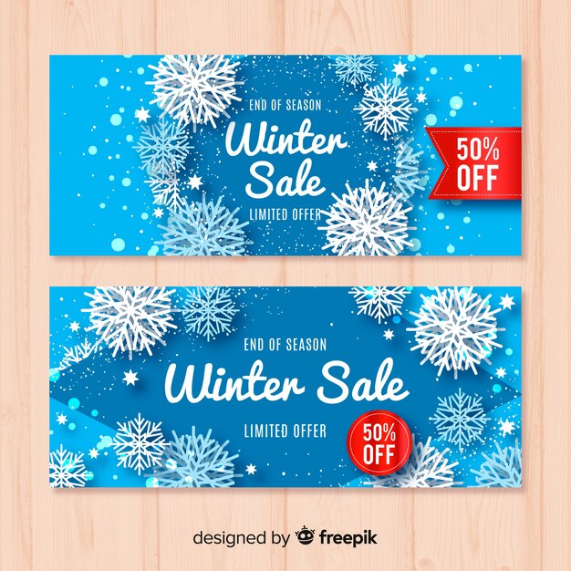 Banners de rebajas de invierno