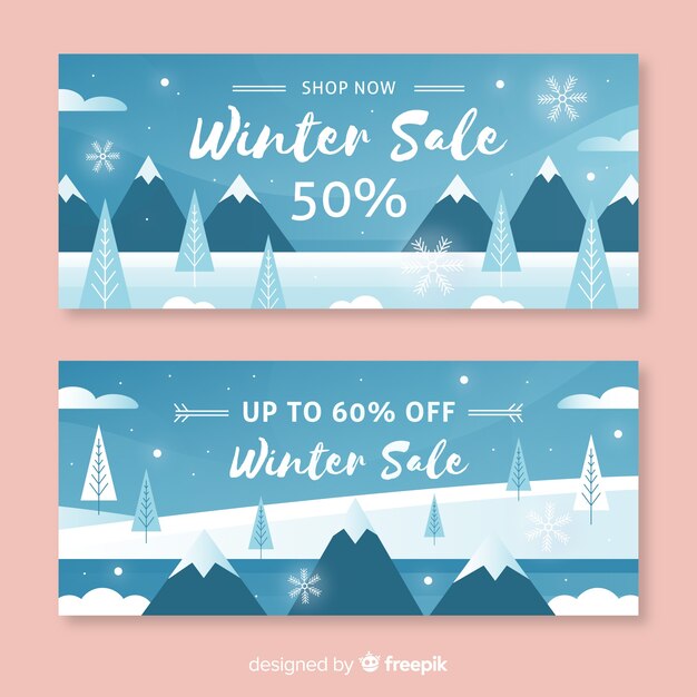 Banners de rebajas de invierno
