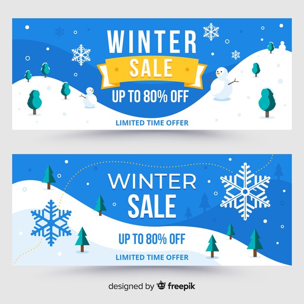 Banners de rebajas de invierno