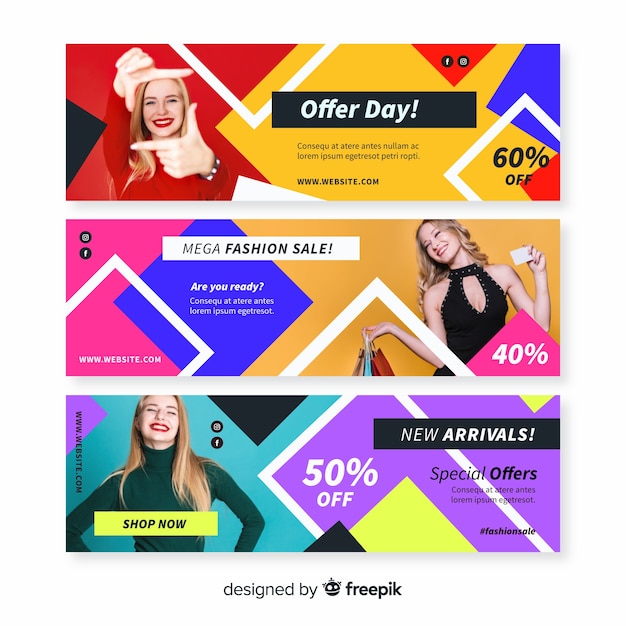 Banners de rebajas de moda