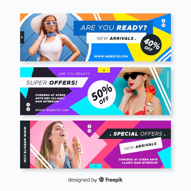 Vector gratuito banners de rebajas de moda