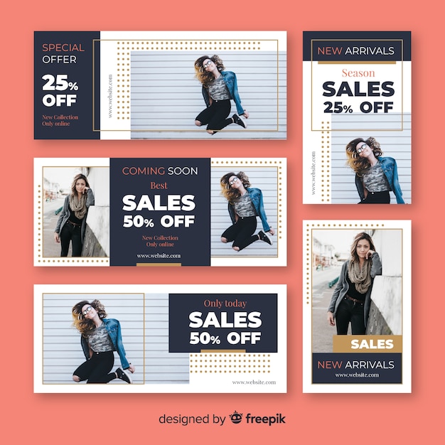 Vector gratuito banners de rebajas de moda