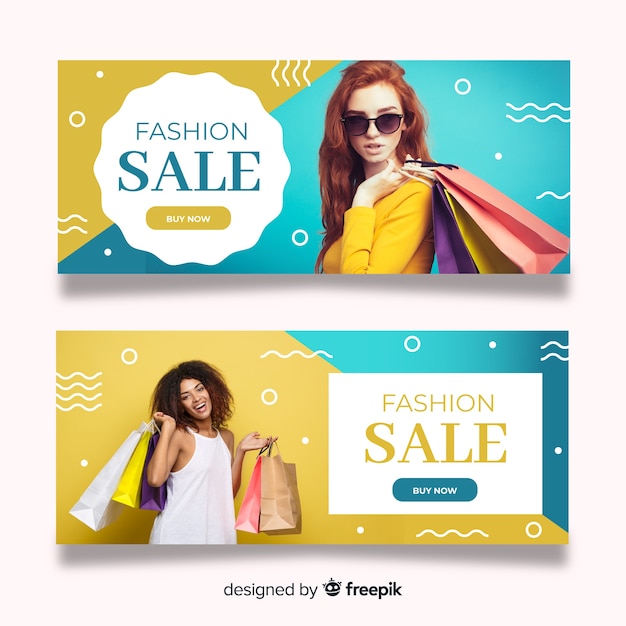 Vector gratuito banners de rebajas de moda