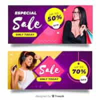 Vector gratuito banners de rebajas de moda