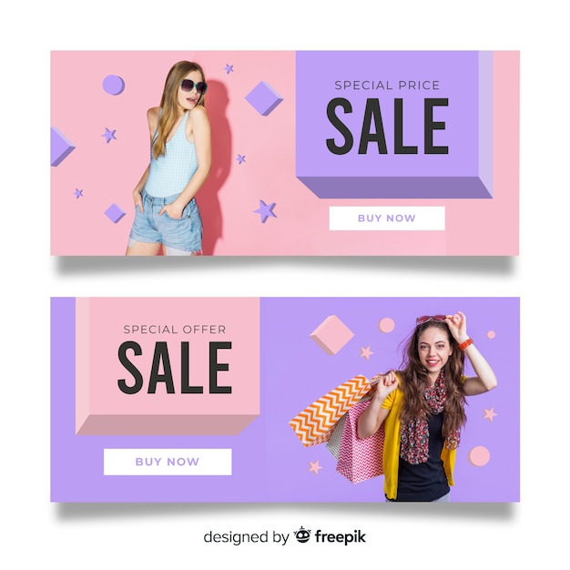 Vector gratuito banners de rebajas de moda