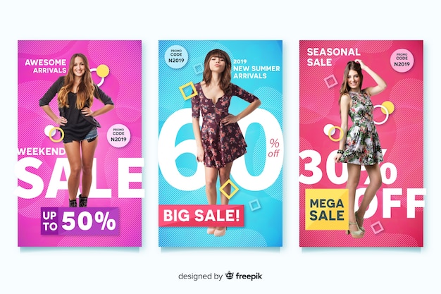 Vector gratuito banners de rebajas de moda