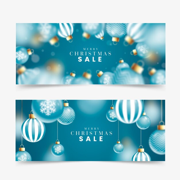 Banners de rebajas de navidad borrosas