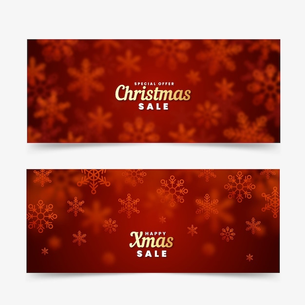 Banners de rebajas de navidad borrosas