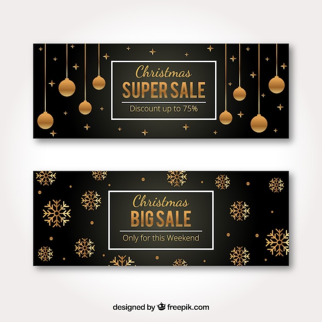 Vector gratuito banners de rebajas de navidad