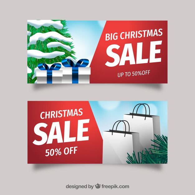 Banners de rebajas de navidad 