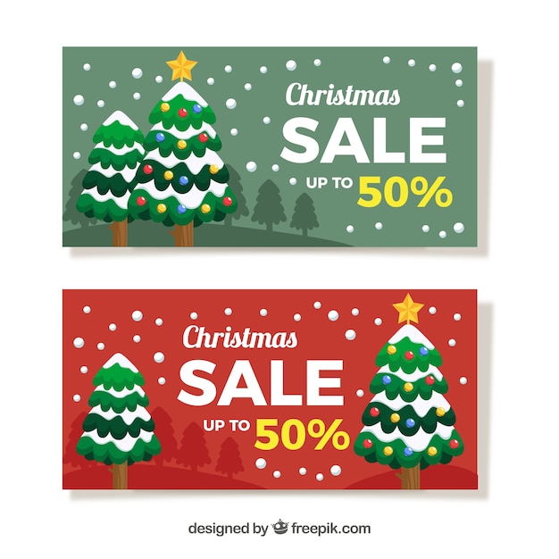 Vector gratuito banners de rebajas de navidad