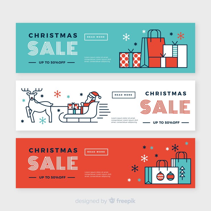 Vector gratuito banners de rebajas de navidad