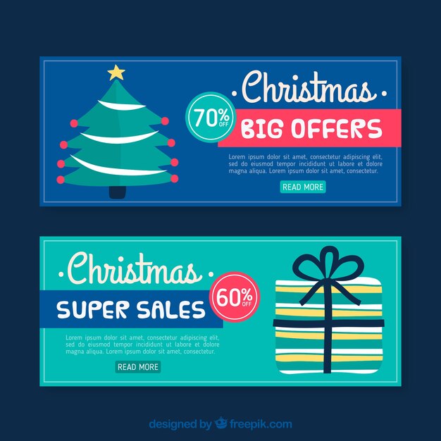 Banners de rebajas navideñas