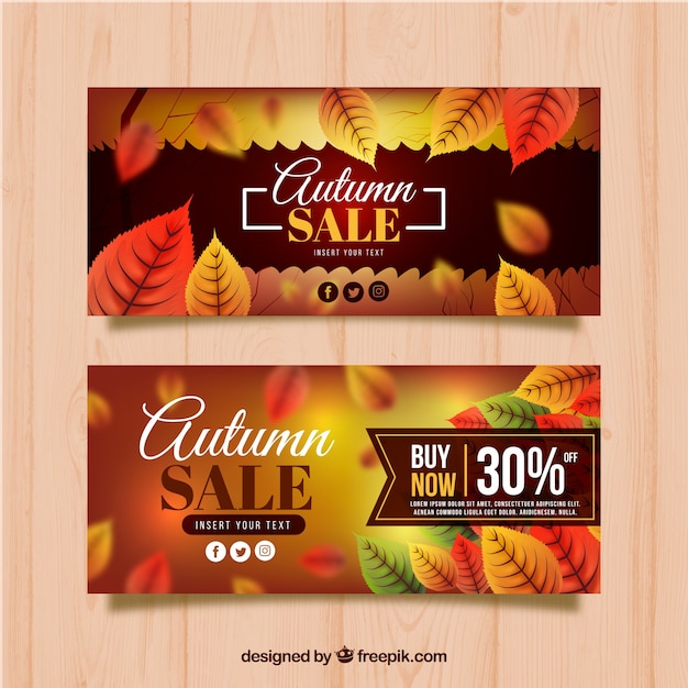 Banners de rebajas de otoño con colores cálidos