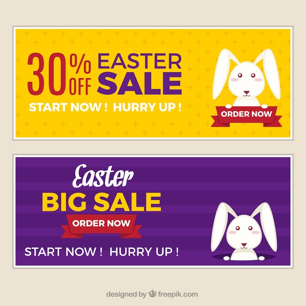 Vector gratuito banners de rebajas de pascua