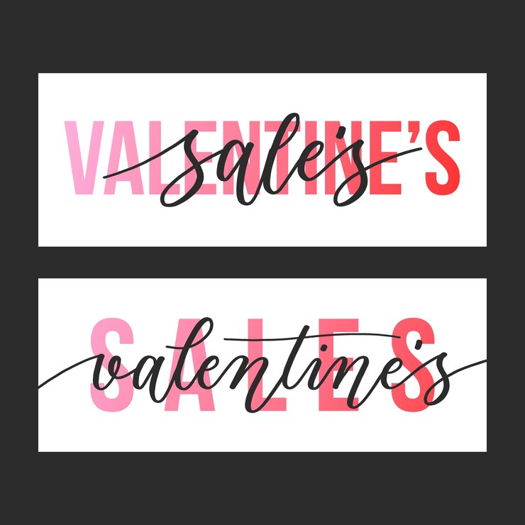Vector gratuito banners de rebajas de san valentín dibujados a mano