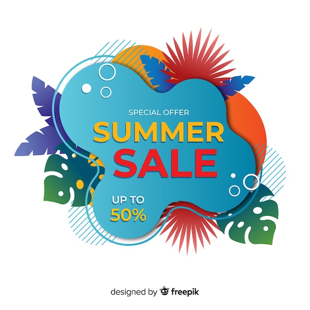 Vector gratuito banners de rebajas de verano efecto líquido