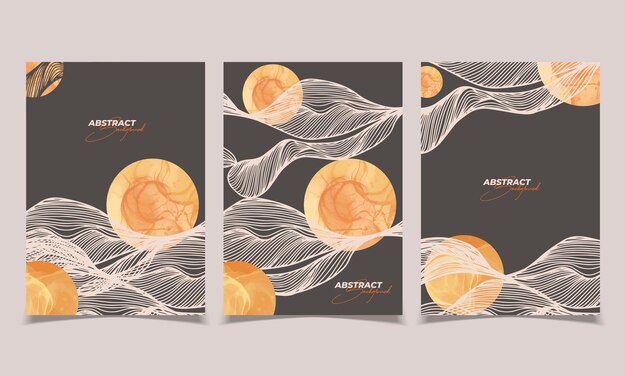 Banners de redes sociales, también se puede usar un hermoso conjunto lineal de plantillas de publicaciones de redes sociales con formas orgánicas abstractas mínimas, cubierta de tarjeta, ilustración vectorial