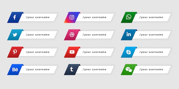Vector gratuito banners de redes sociales de tercio inferior en estilo de botón
