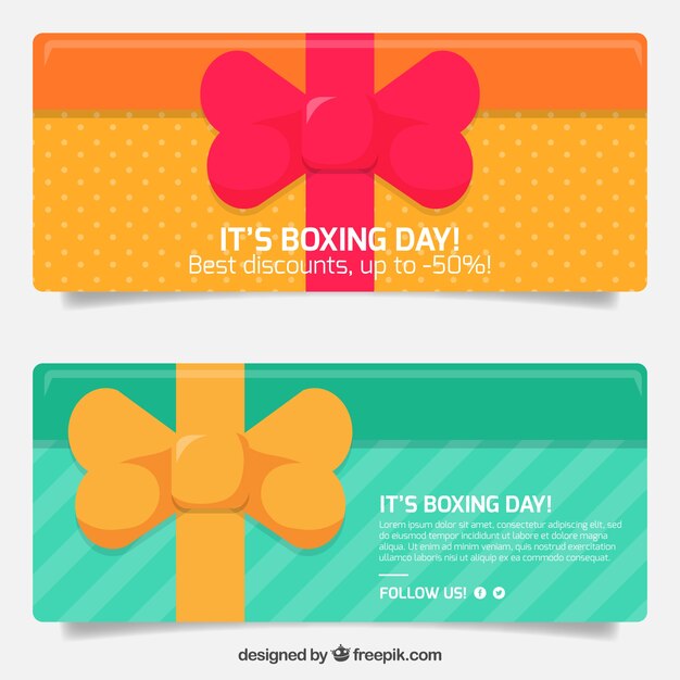 Banners de regalos con lazos del día del empaquetado
