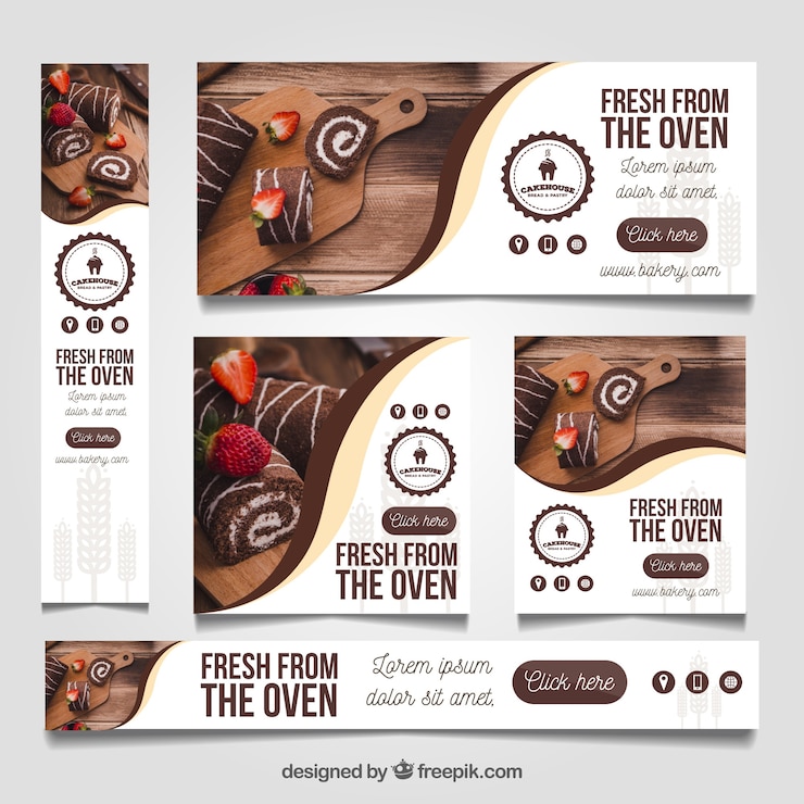 Vector gratuito banners de restaurante con fotos