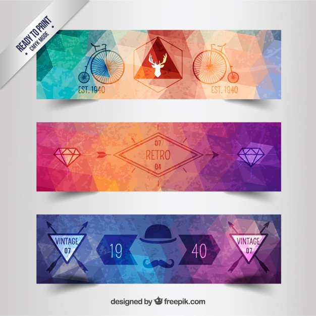 Vector gratuito banners retro coloridos