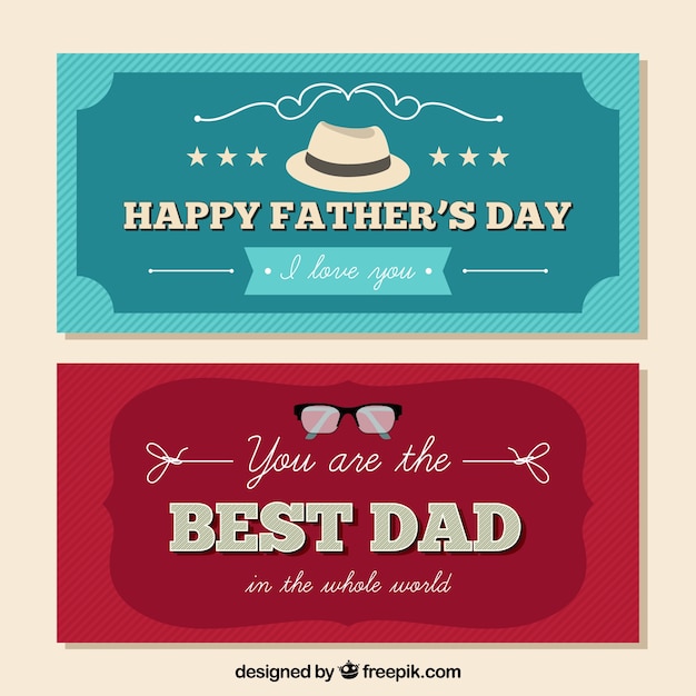 Vector gratuito banners retro de feliz día del padre