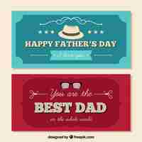 Vector gratuito banners retro de feliz día del padre